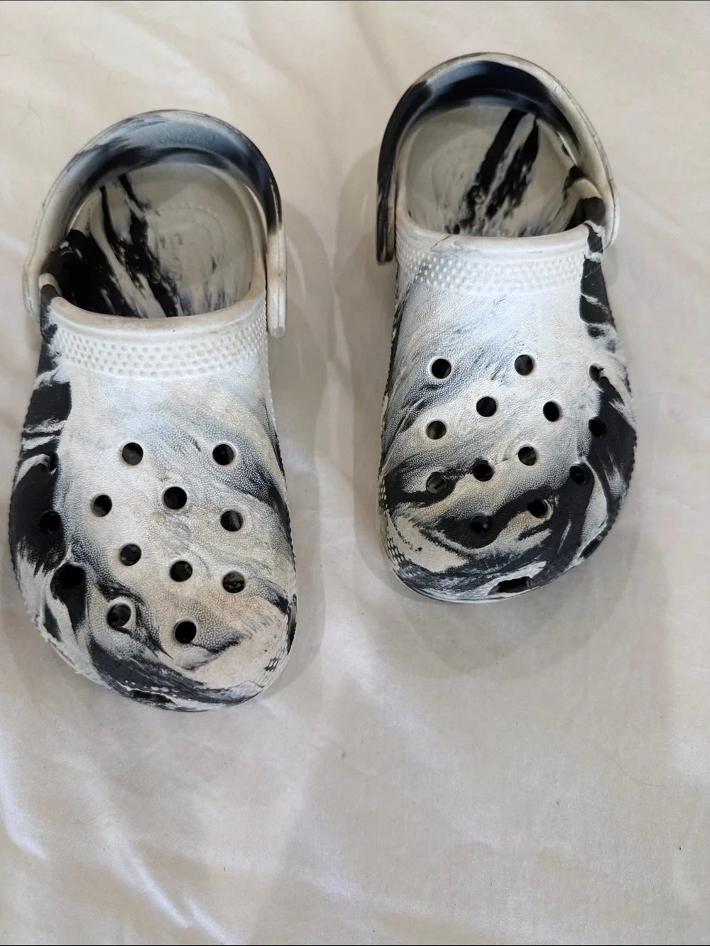 CROCS Kids Marbled Black & White Clog Sandals